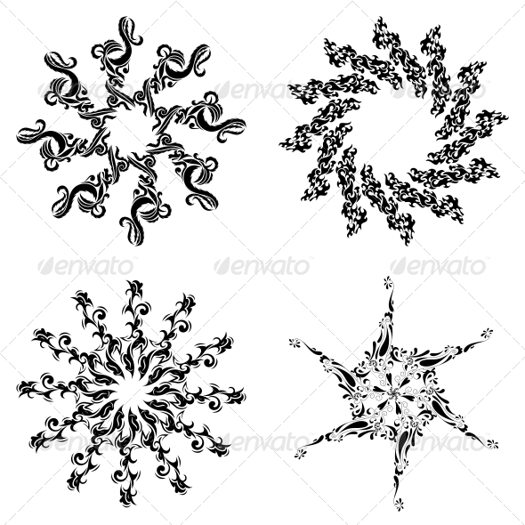 Circular Floral Designs - Vector Pack - Flowers & Plants Nature