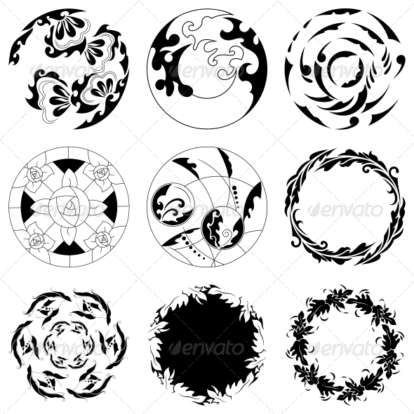 Circular Floral Designs - Vector Pack - Flowers & Plants Nature