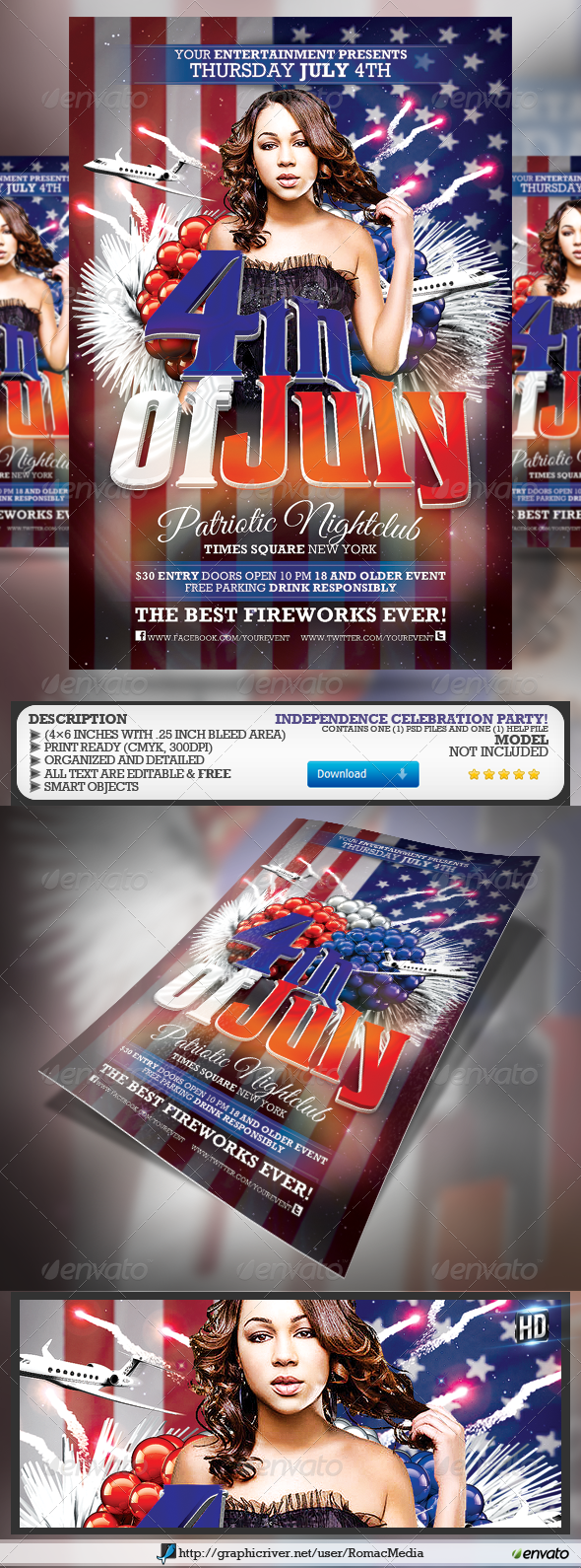 Fourth of July/Patriotic Party Flyer - Holidays Events