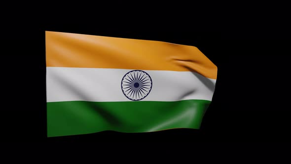 Close Up Of Indian Flag.Alpha Channel.4 K 60 Fps.