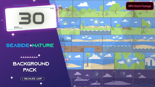 30 Flat Seaside And Nature Background Footage Pack