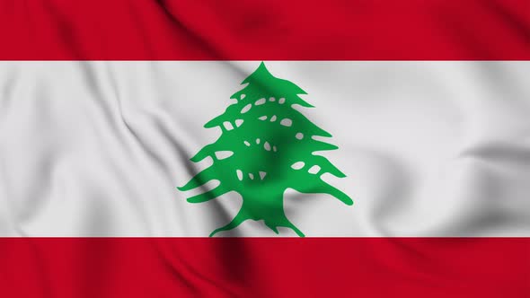 Lebanon flag seamless waving animation