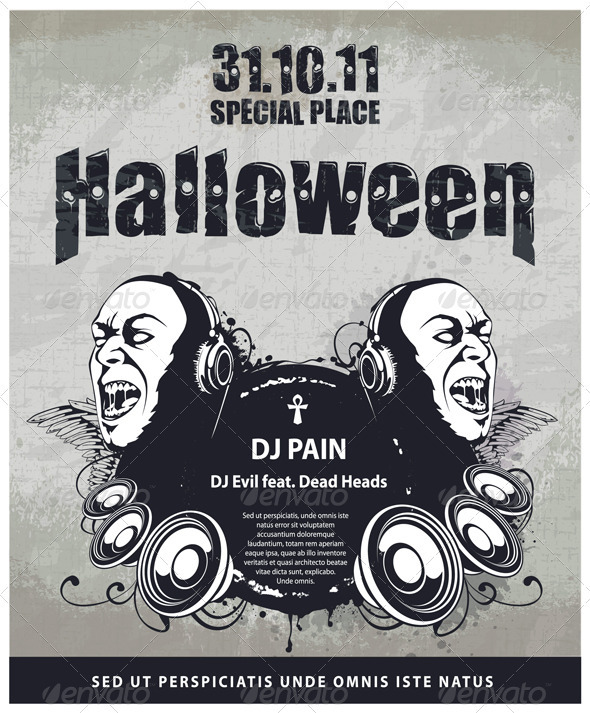 Grungy poster for halloween party