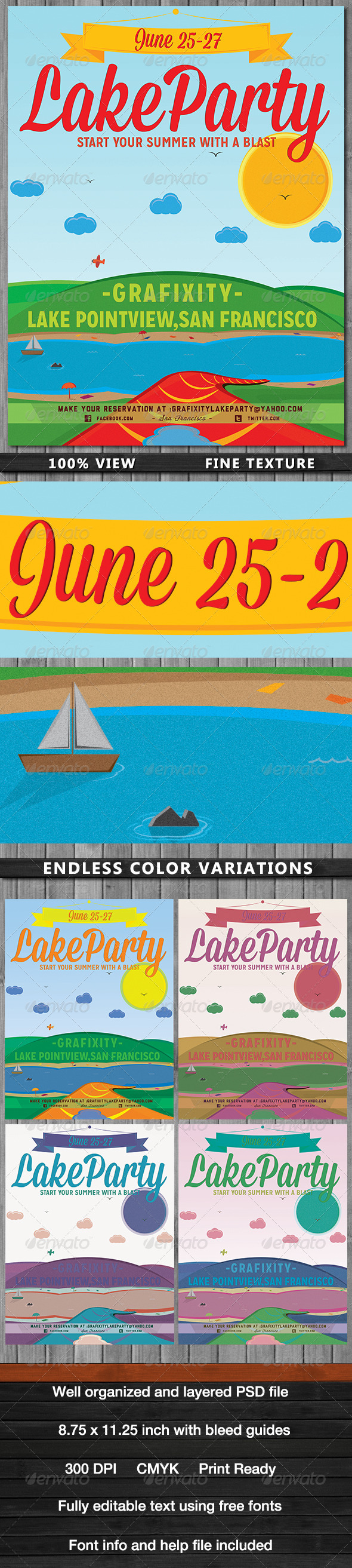 Lake Party - Vintage/Retro Poster - Concerts Events