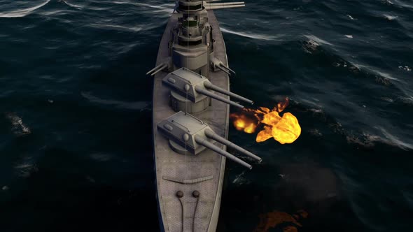 Battleship Firing With The Heavy Caliber Guns alt