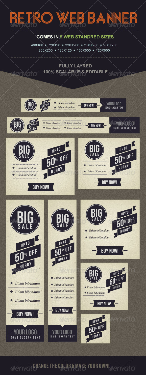 9 Retro Banners - Banners & Ads Web Elements