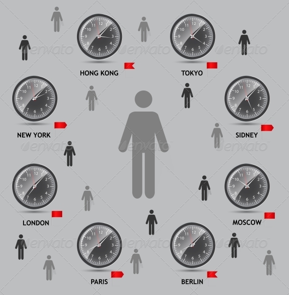 Time Zone World Vector Illustration - Web Technology