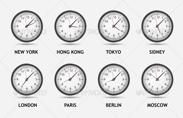 Time Zone World Vector Illustration - Web Technology