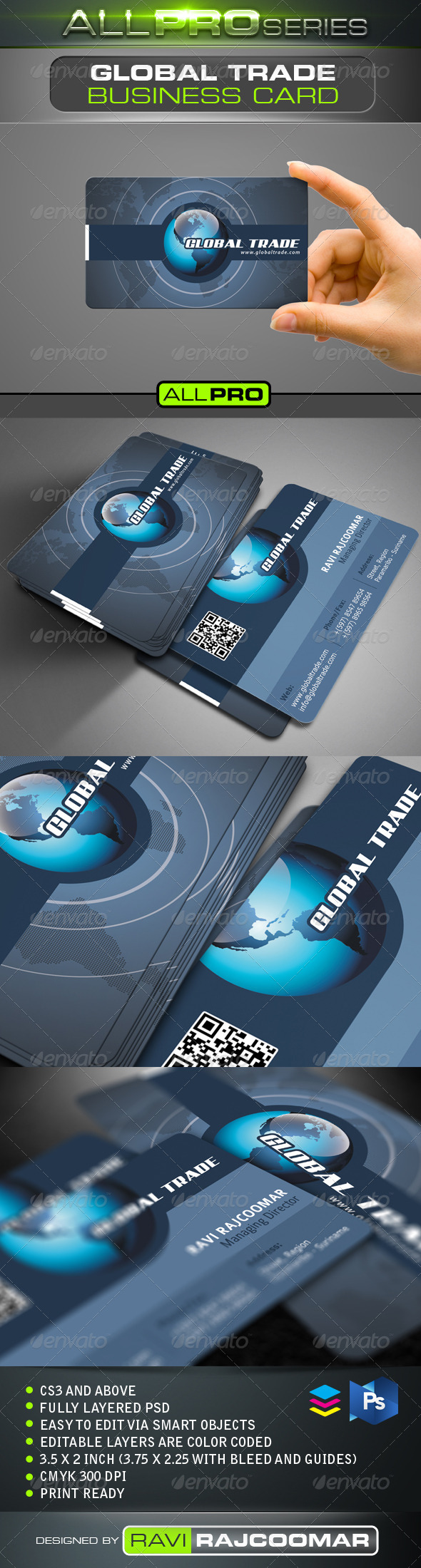 Global Trade Business Card - Corporate Business Cards