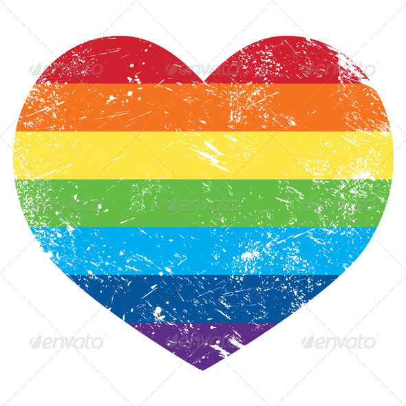 Gay Rights Rainbow Retro Heart Flag - Retro Technology
