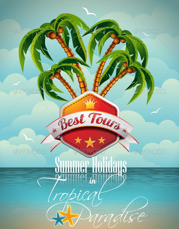 summer holiday flyer design with palm trees by articular graphicriver holiday flyer design