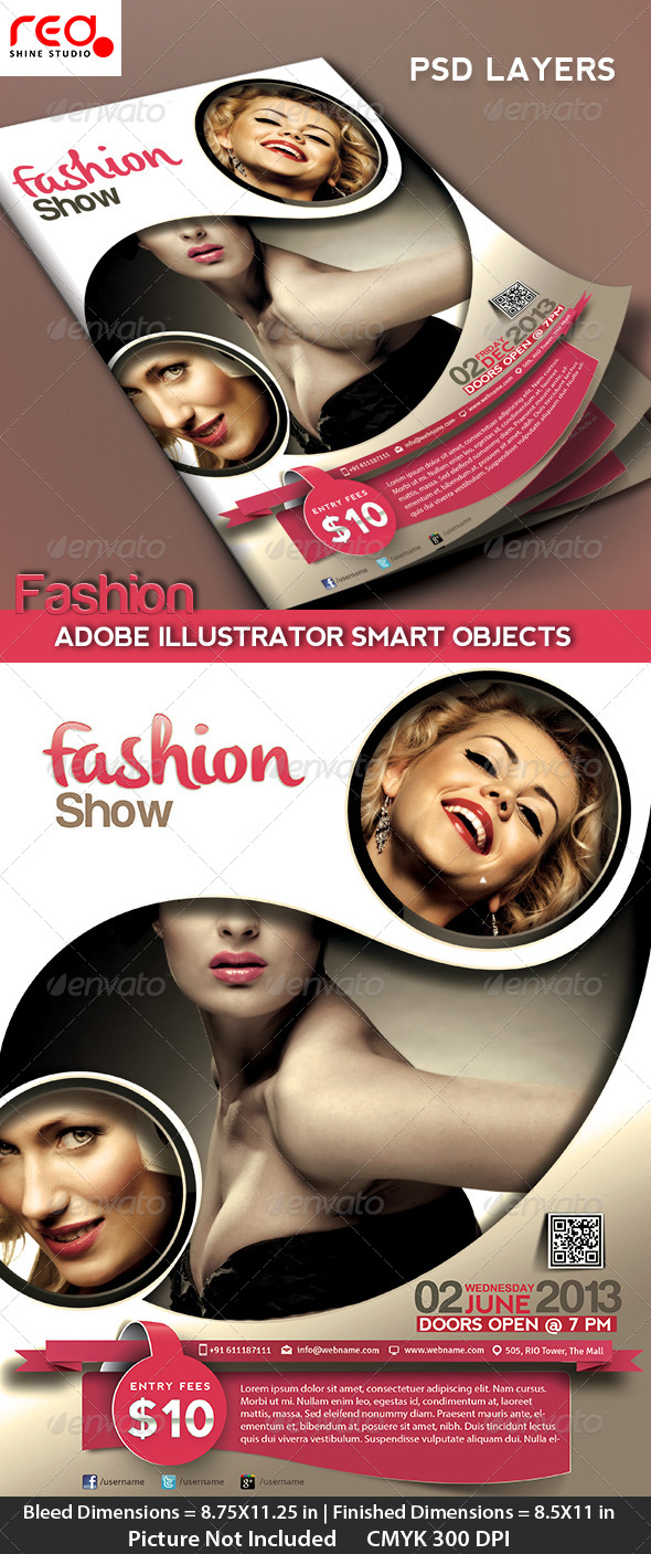 Fashion Event Flyer, Poster & Magazine Template - Clubs & Parties Events