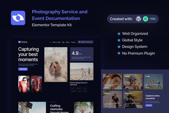 Inframe - Photography Service & Event Documentation Elementor Template Kit