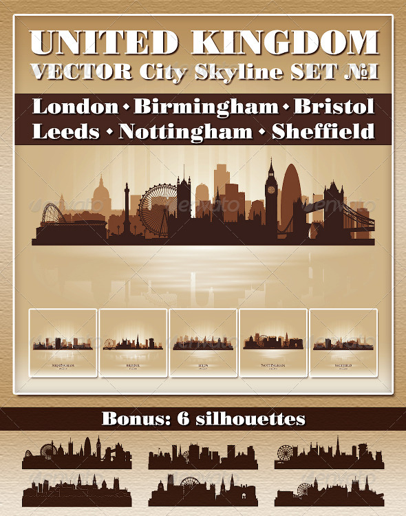 Vector City Skyline. United Kingdom. Set Number 1 - Buildings Objects
