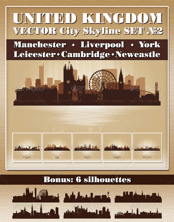 Vector City Skyline. United Kingdom. Set Number 2 - Buildings Objects