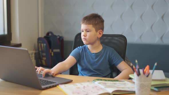 Back to School, Online learning, distance lesson, education at home, technology for schoolboy alt