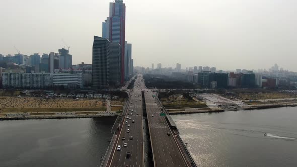 Seoul Yeouido Building Mapo Bridge Traffic