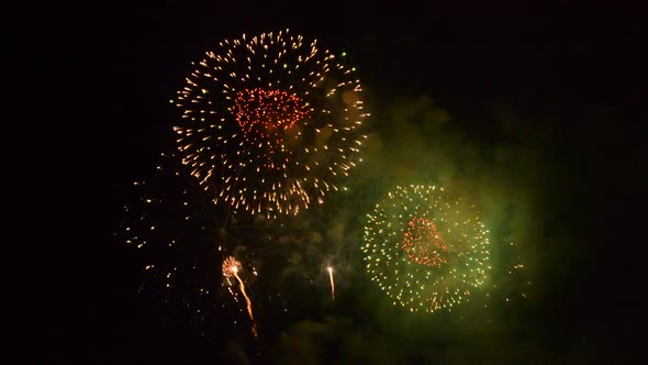 Spectacular colorful sparkling fireworks display