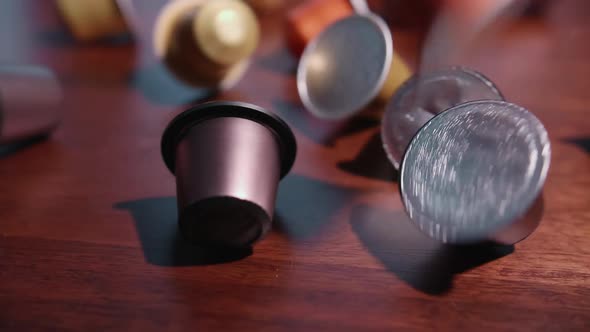Coffee Pods Falling In Slow Motion