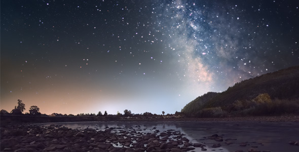 Milky Way Over Mountain River