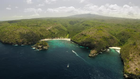 Aerial Drone Flight Over South Coast of Bali Indonesia alt