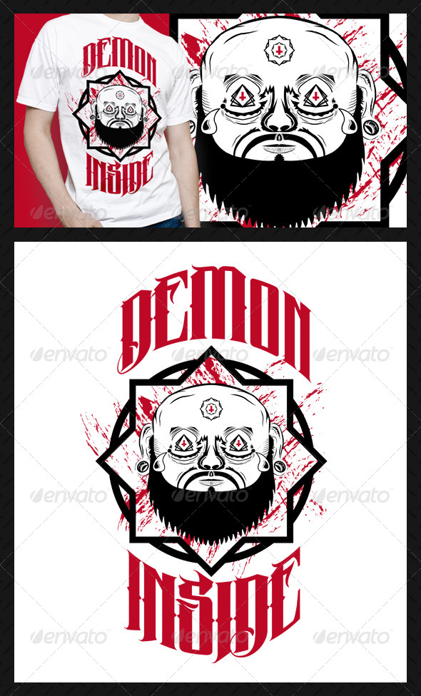 Demon Inside T-Shirt Design - Grunge Designs