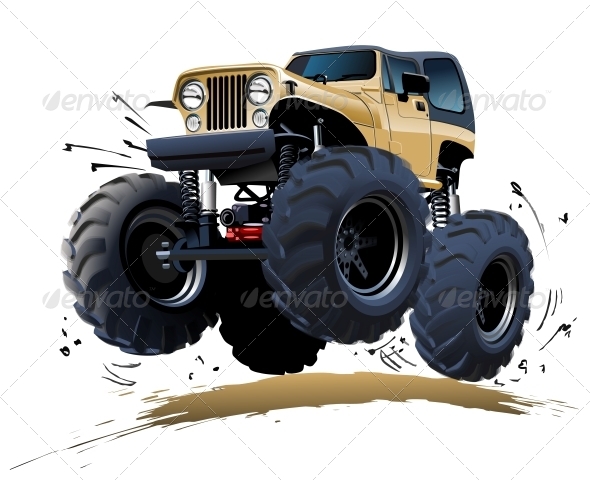 Cartoon Monster Truck - Man-made Objects Objects