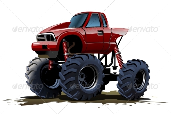 Cartoon Monster Truck - Man-made Objects Objects