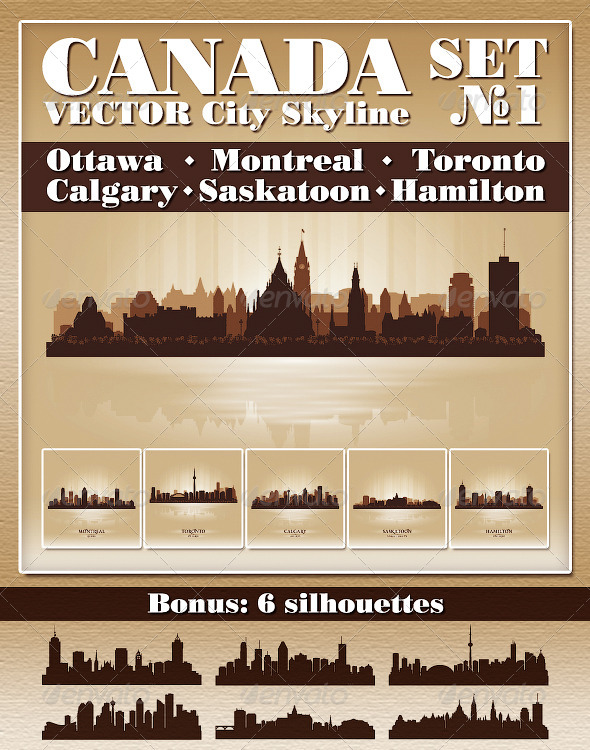 Vector City Skyline Canada Set Number 1 - Buildings Objects