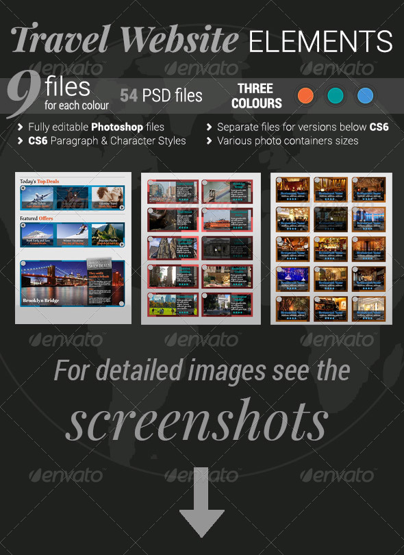 Travel Website Elements - Sliders & Features Web Elements