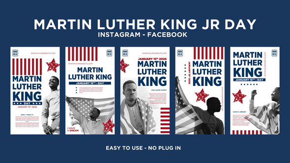 Martin Luther King Jr Day Instagram Stories Openers template preview
