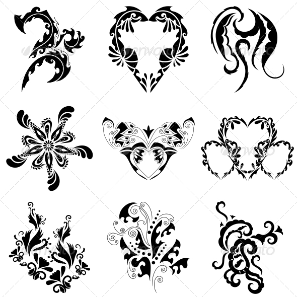 Decorative Floral Elements Vector Pack - Flowers & Plants Nature