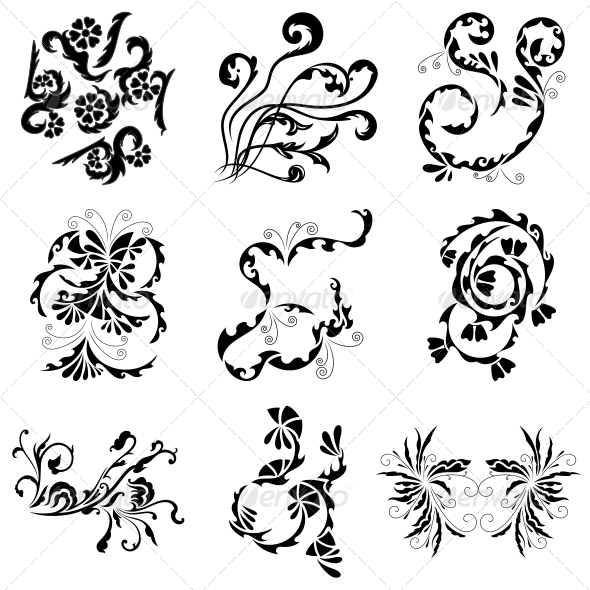 Decorative Floral Elements - Vector Pack - Flowers & Plants Nature