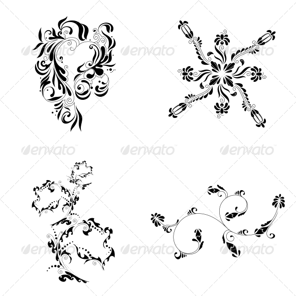 Decorative Floral Elements - Vector Pack - Flowers & Plants Nature