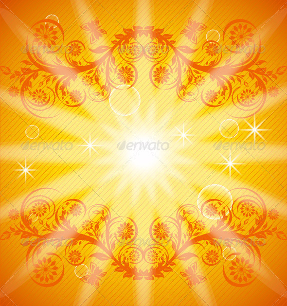 Orange Floral Background Trinochka Graphicriver Flourishes Swirls Decorative Gambar