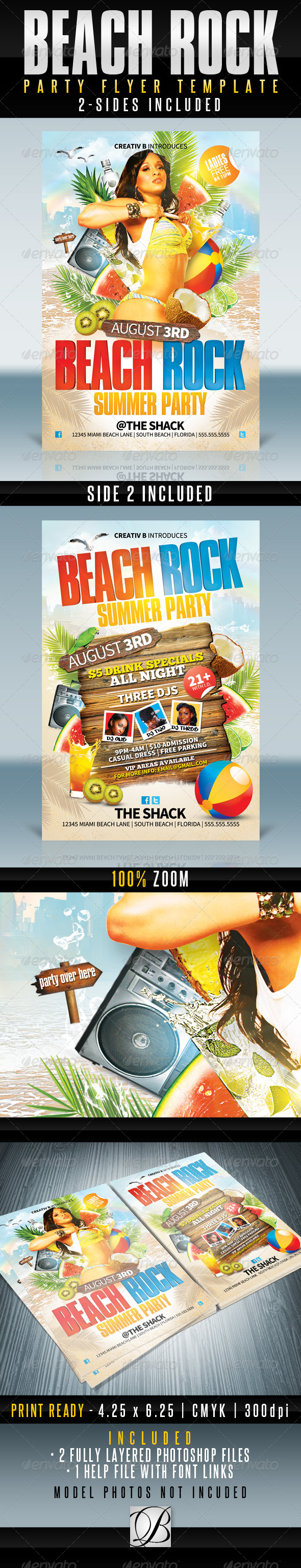 Beach Rock Party Flyer Templates - Clubs & Parties Events