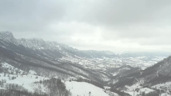 Veliki Krs mountain in Eastern Serbia under heavy snow 4K drone video