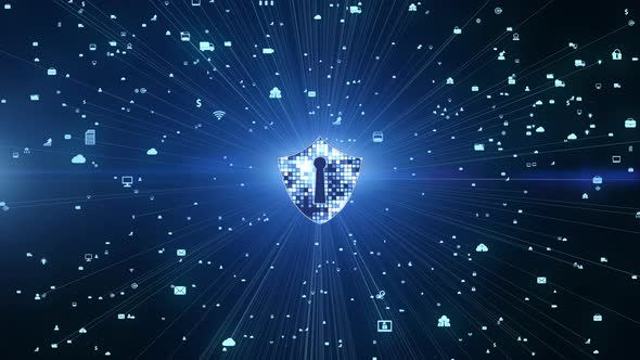 Shield Icon On Secure Global Network alt