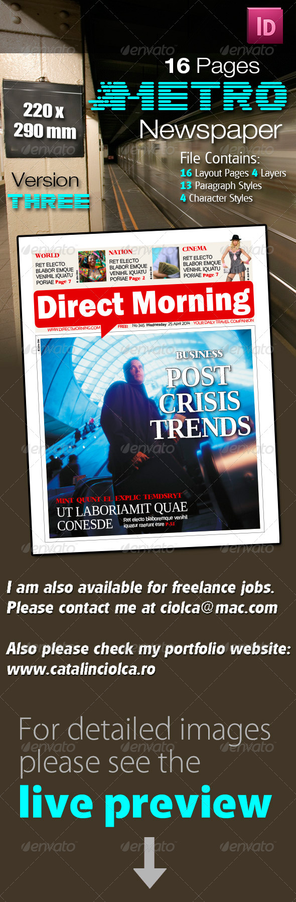 16 Pages Metro Newspaper Version Three - Magazines Print Templates