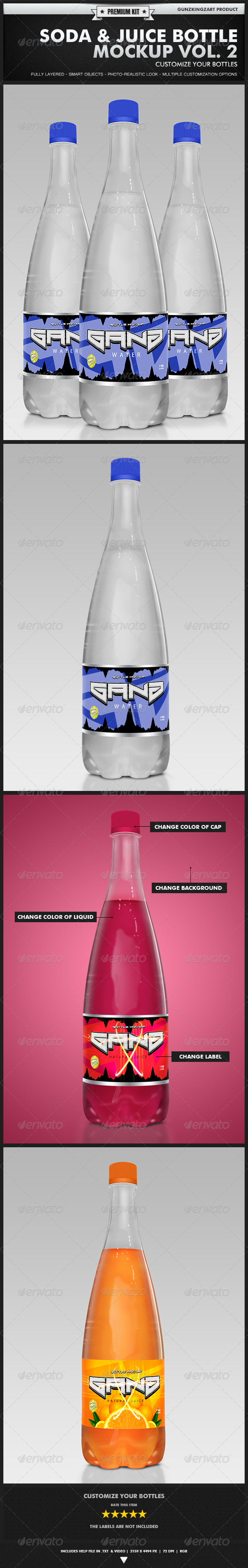 Soda & Juice Bottle Mockup Vol. 2 - Premium Kit - Food and Drink Packaging
