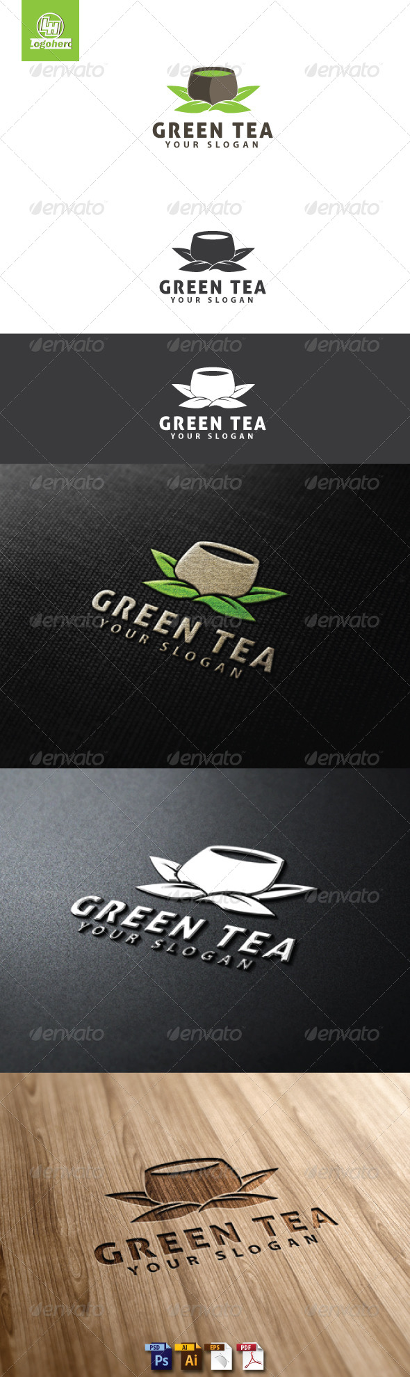 Green Tea Logo Template - Food Logo Templates
