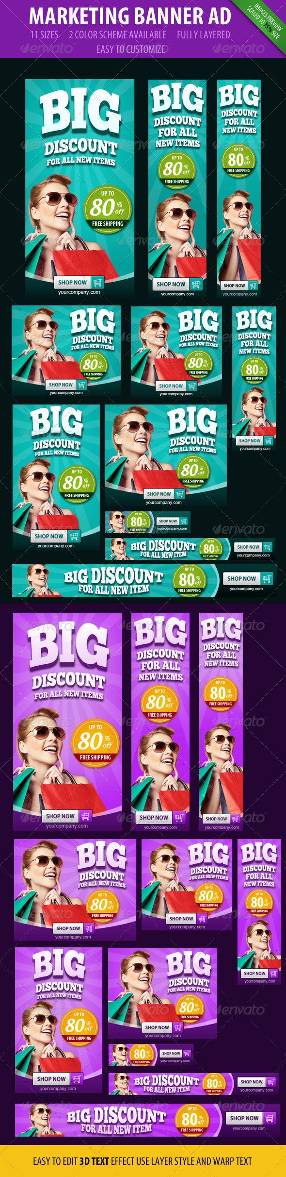 Marketing Banner ad - 3D style - Banners & Ads Web Elements