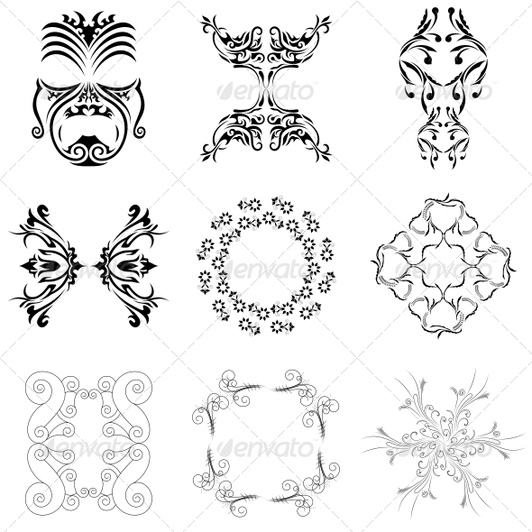 Decorative Floral Elements - Vector Pack - Flowers & Plants Nature