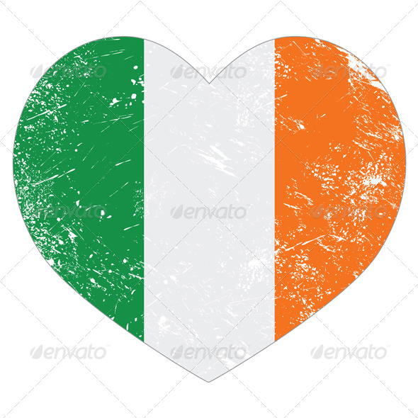 Ireland Heart Retro Flag - St Patricks Day - Miscellaneous Seasons/Holidays