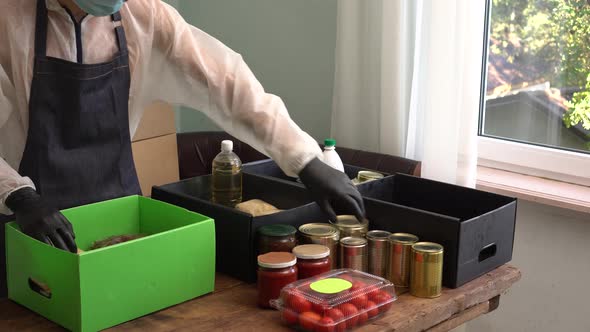 Covid - 19. Food Bank and Donation box. Giving the gift and donation alt