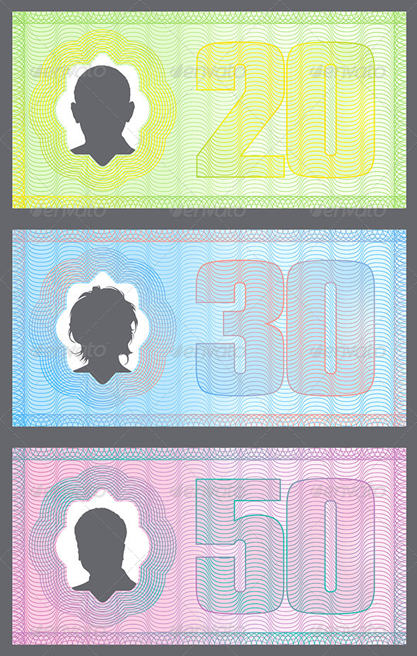 Funny Money with Gradient Protection Lines - Decorative Vectors