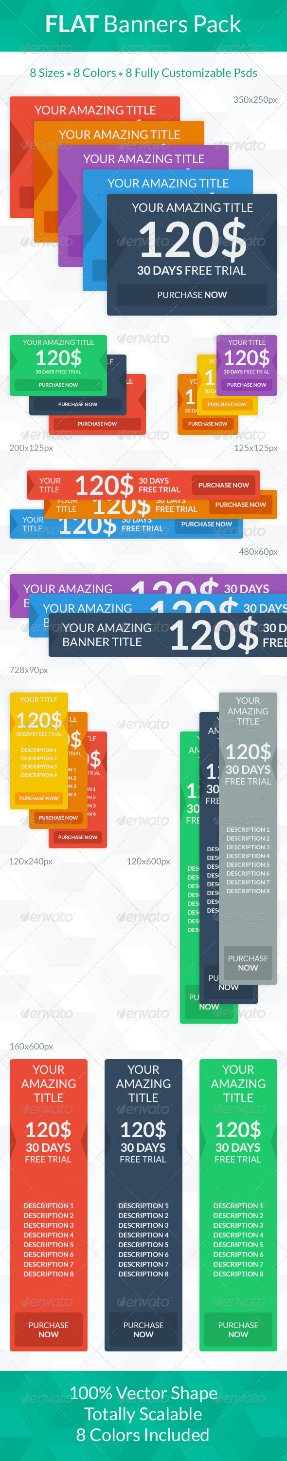 Flat Banners Pack - Banners & Ads Web Elements