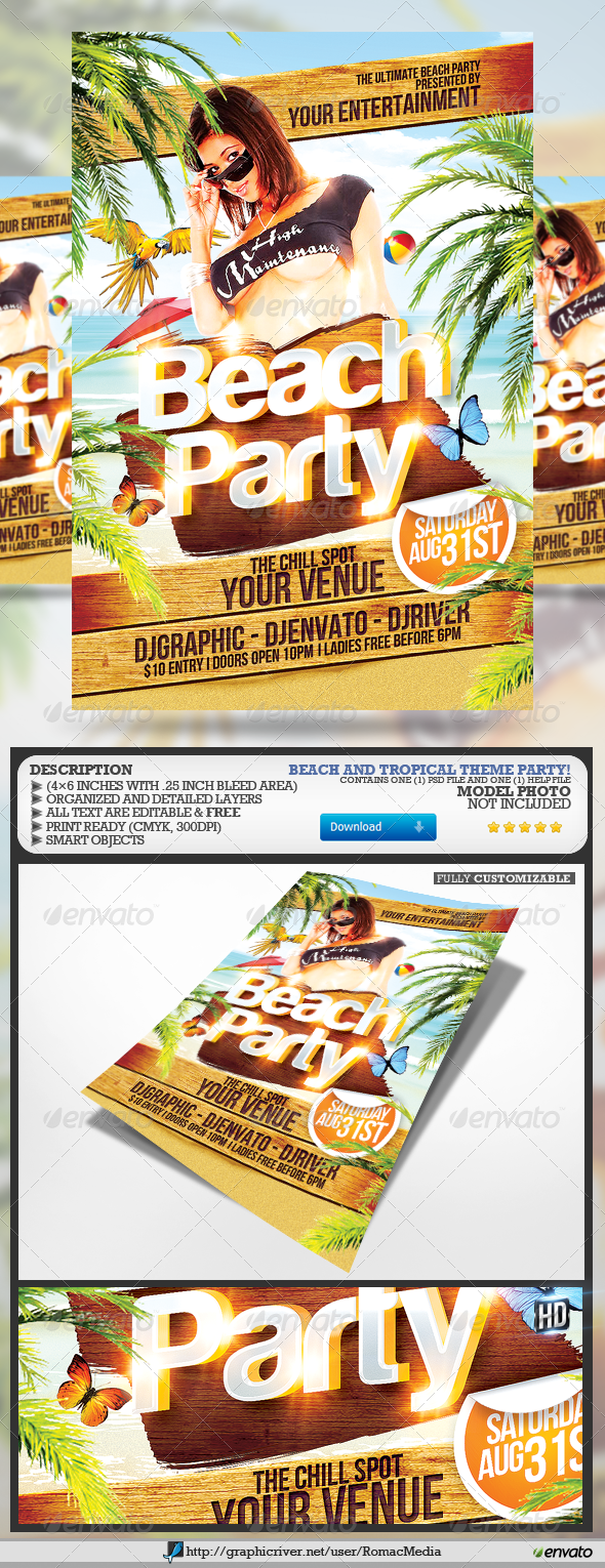 Beach Party Flyer - Clubs & Parties Events