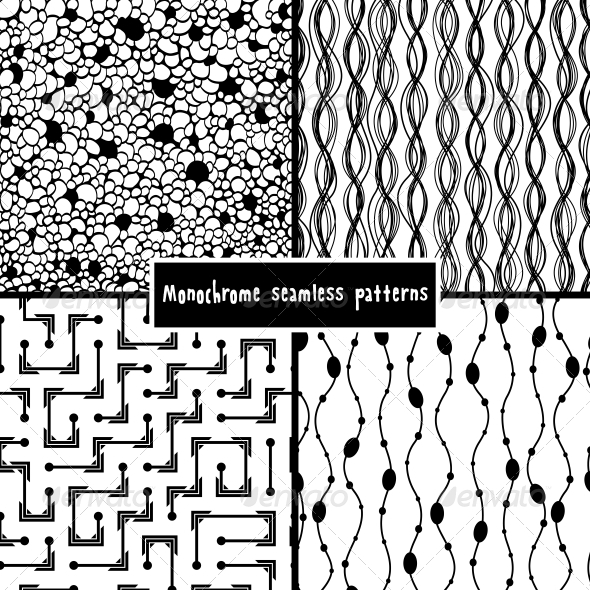 Set of Four Monochrome Geometrical Patterns - Patterns Decorative