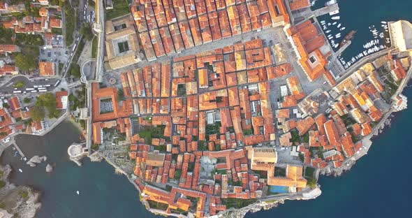 Dubrovnik Croatia Old Town From High Aerial View